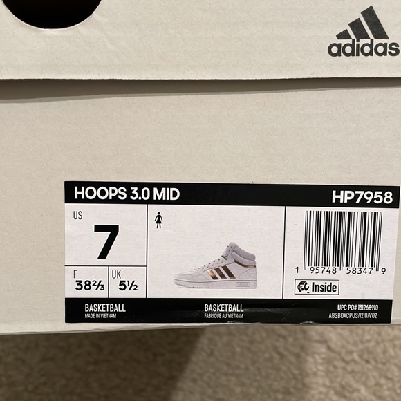 Adidas HOOPS 3.0 MID LIFESTYLE BASKETBALL CLASSIC SHOES women size 7 BNWB - Picture 8 of 8